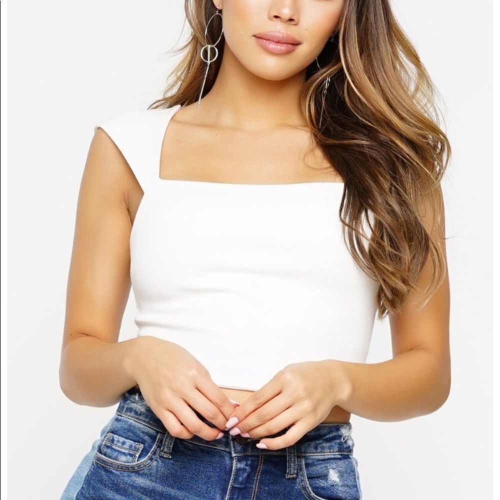 WantMyLook White Off Shoulder Crop Tank Top